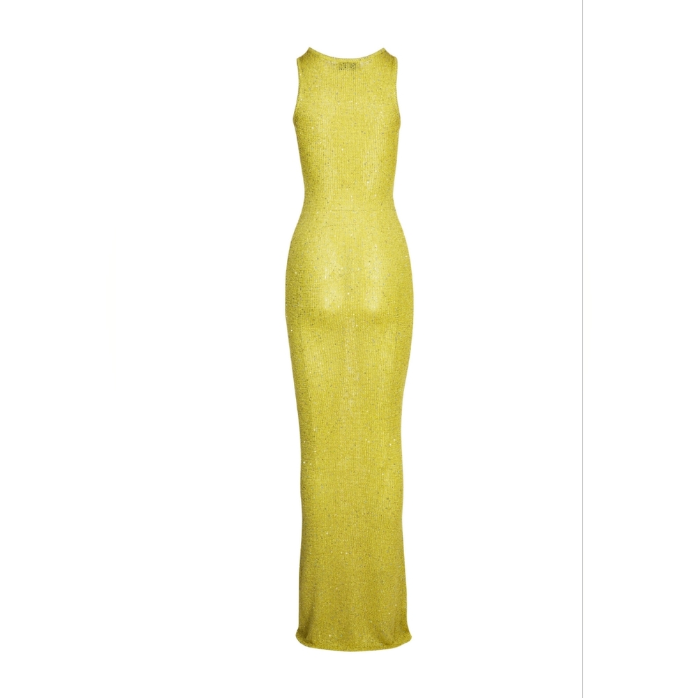 BB3. NWT ASTA RESORT NATALIA DRESS - CHARTREUSE SEQUIN - Picture 5 of 9